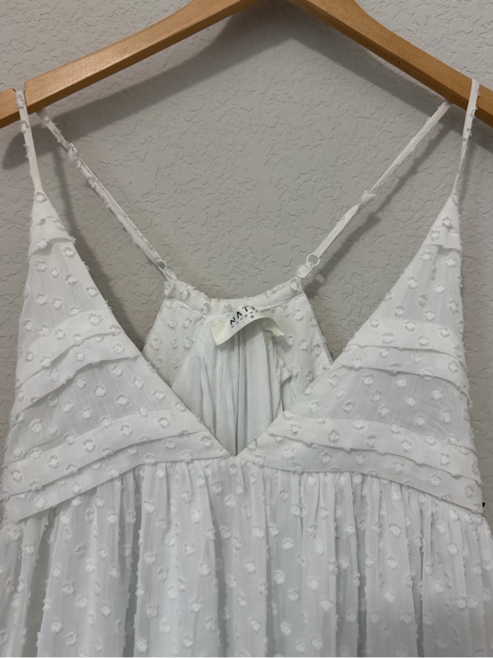 White Swiss Dot Babydoll Dress | Native Daughters | Boho Flowy Mini | Size S - Picture 5 of 10